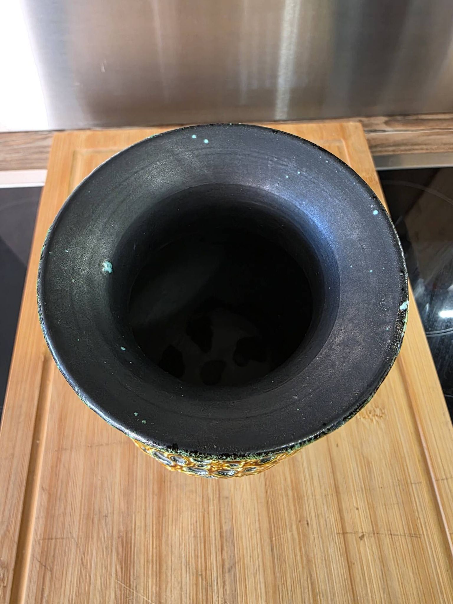 Vintage vase Cyclope Émaux de la Garrigue Fat Lava 17 cm
