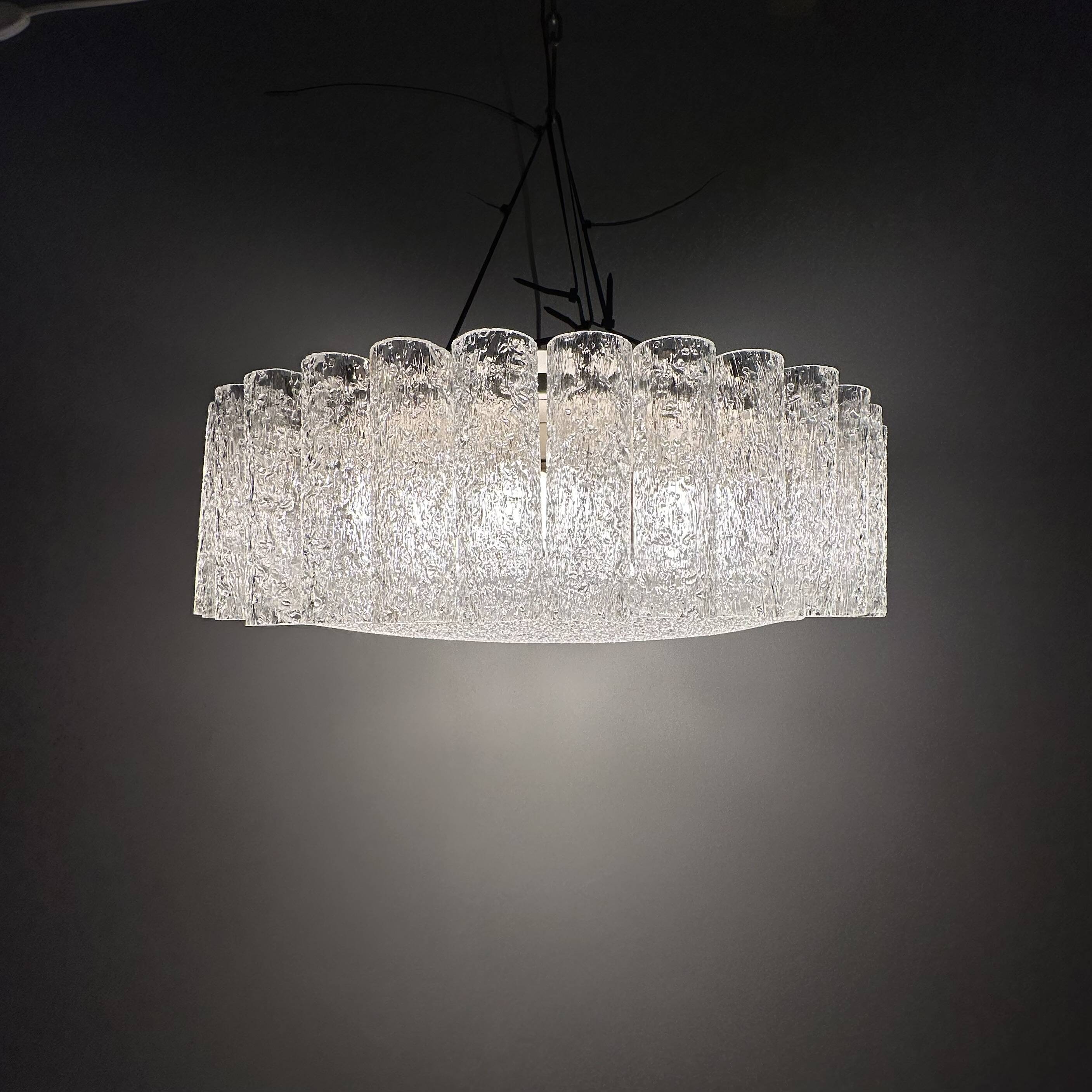 Glass Tubes Chandelier Flush mount from Doria Leuchten, 1960s