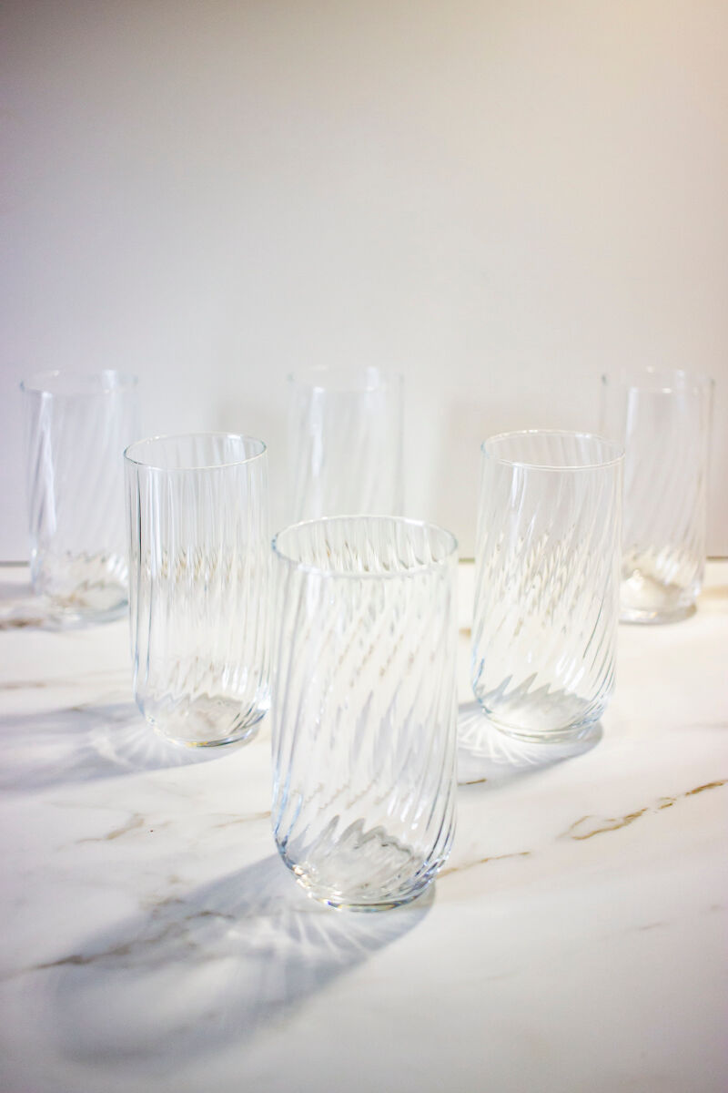 6 high ridged glasses
