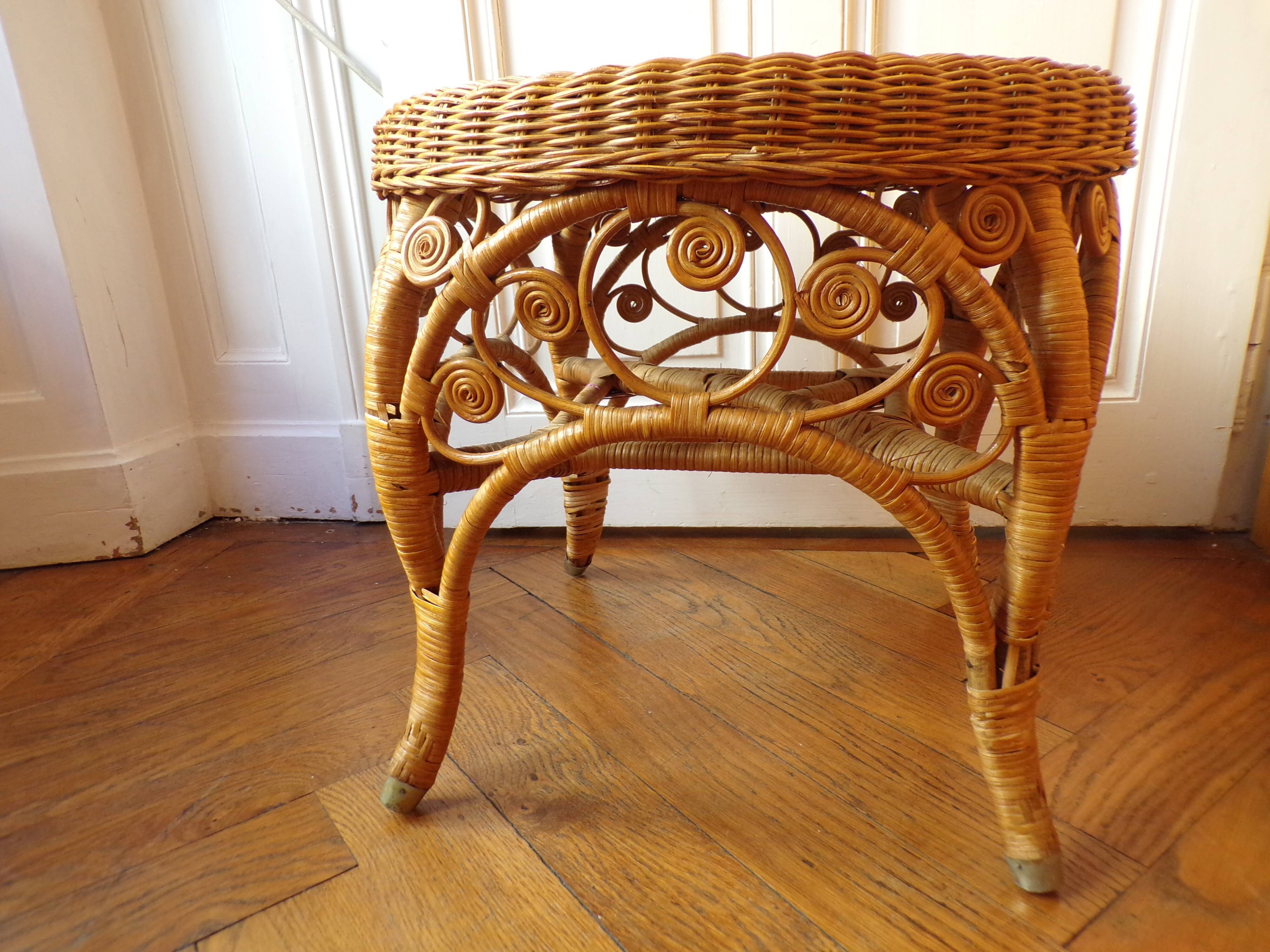 Stool or small table rattan peacock