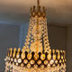 Vintage style Palwa basket chandelier – Gold-plated steel, crystal and heart in