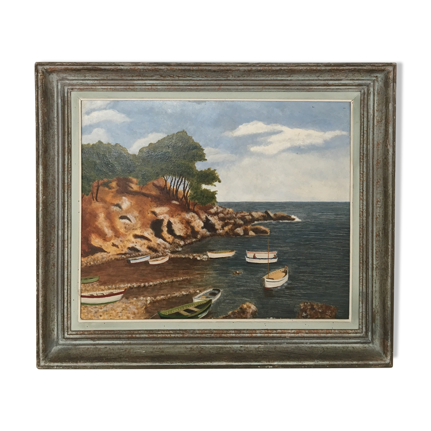 Table seaside landscape Cote d'Azur years 60