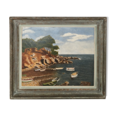 Tableau paysage bord de mer Cote d’Azur années 60