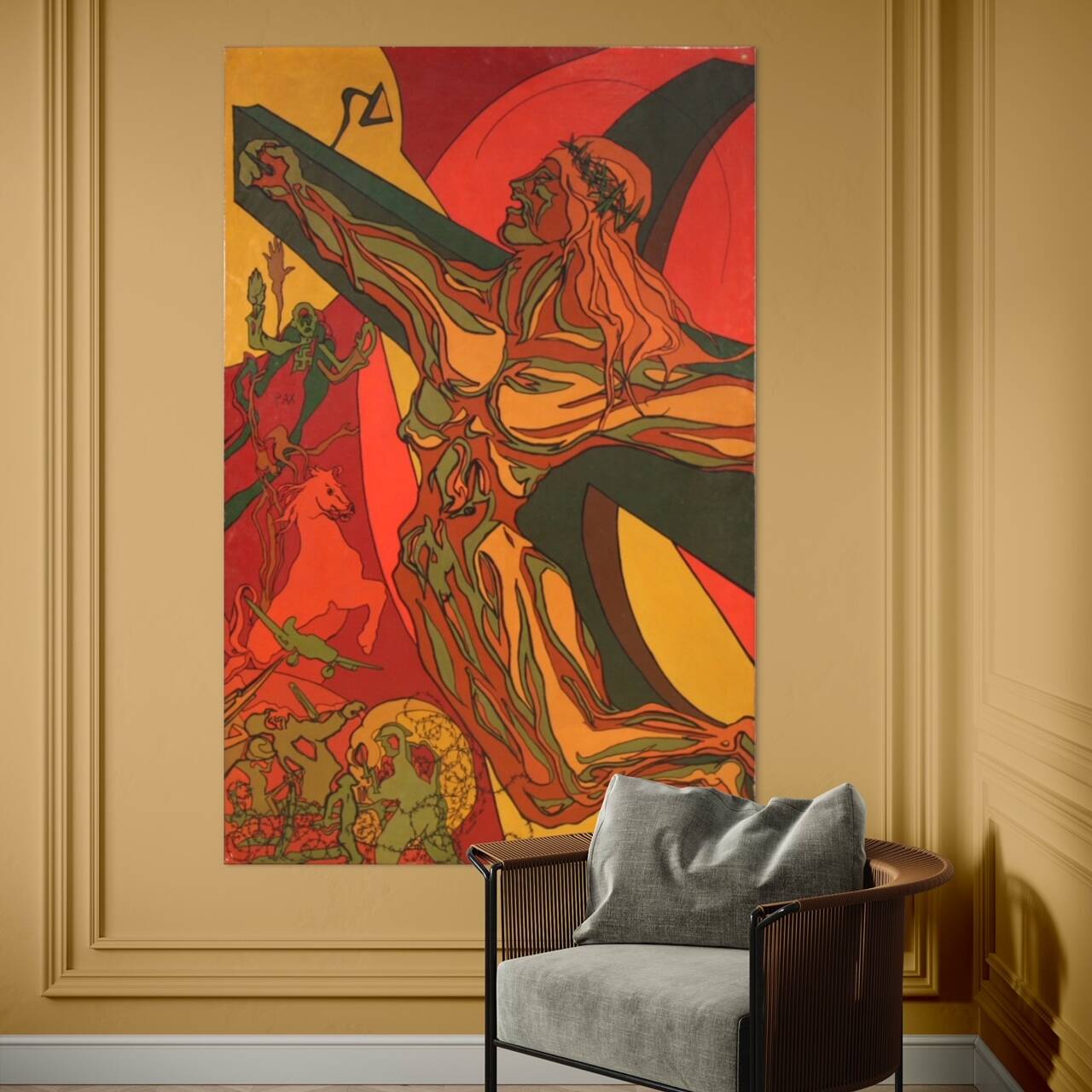 Surrealist Italian painting Crucifixion from the 20th century