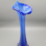 pair of blown glass vases green and blue soliflore