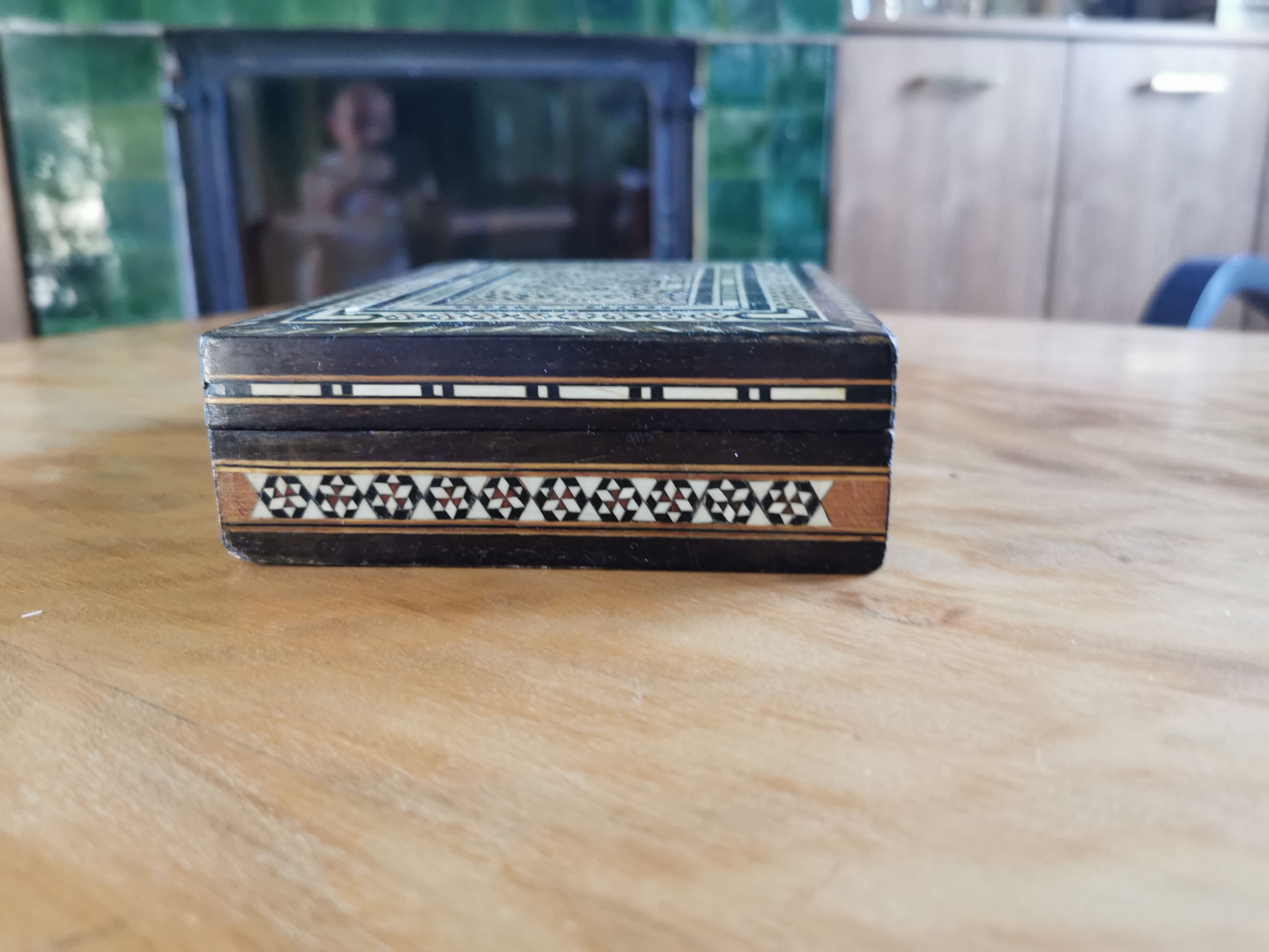 Old Syrian box wood and bone marquetry