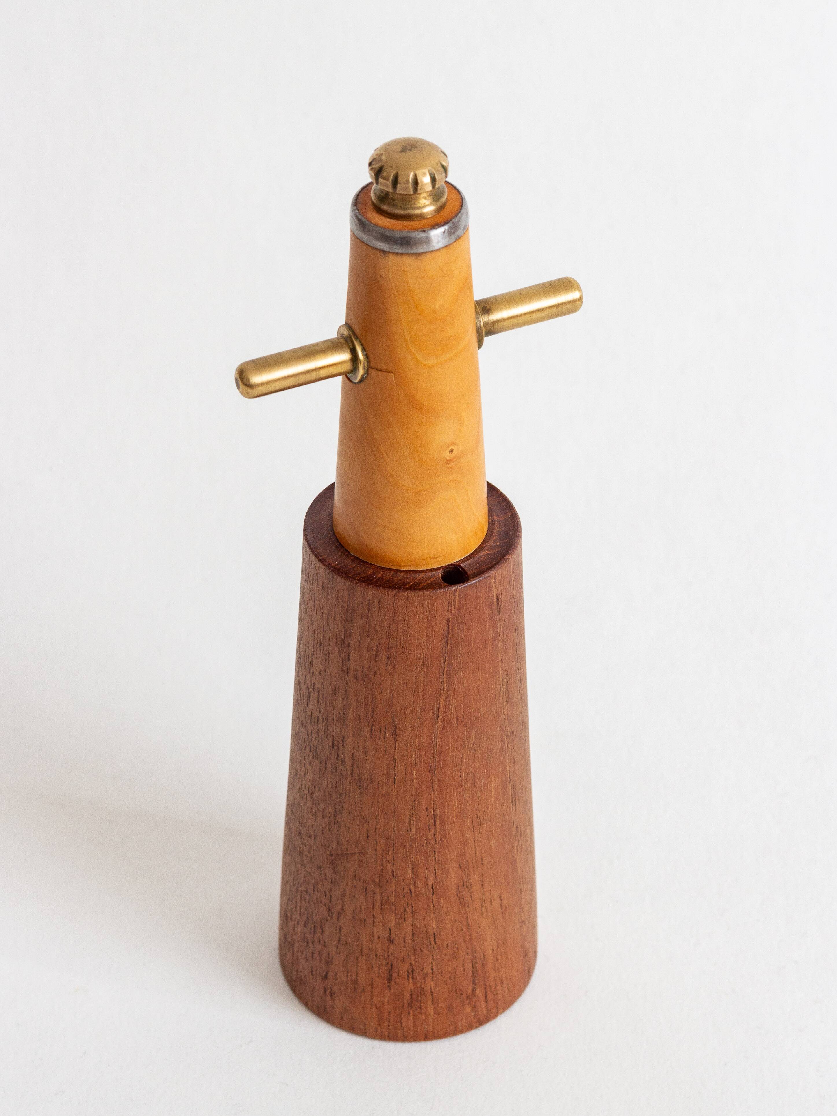 Pepper mill in the shape of a lighthouse or stylized Viking, Denmark, 1960s