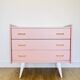 1950s pink and gold chest of drawers