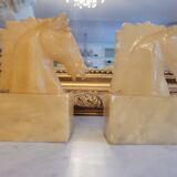 Pair of alabaster horse bookends