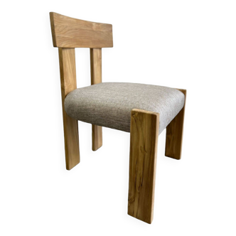 Solid wood chair with linen appearance seat