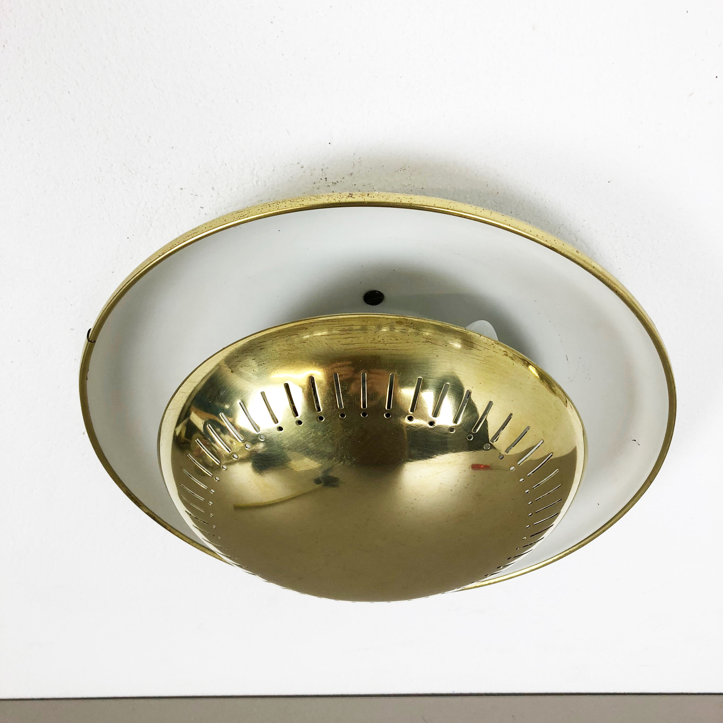 Set of two modernist brass metal sconces wall light, italy, 1950s