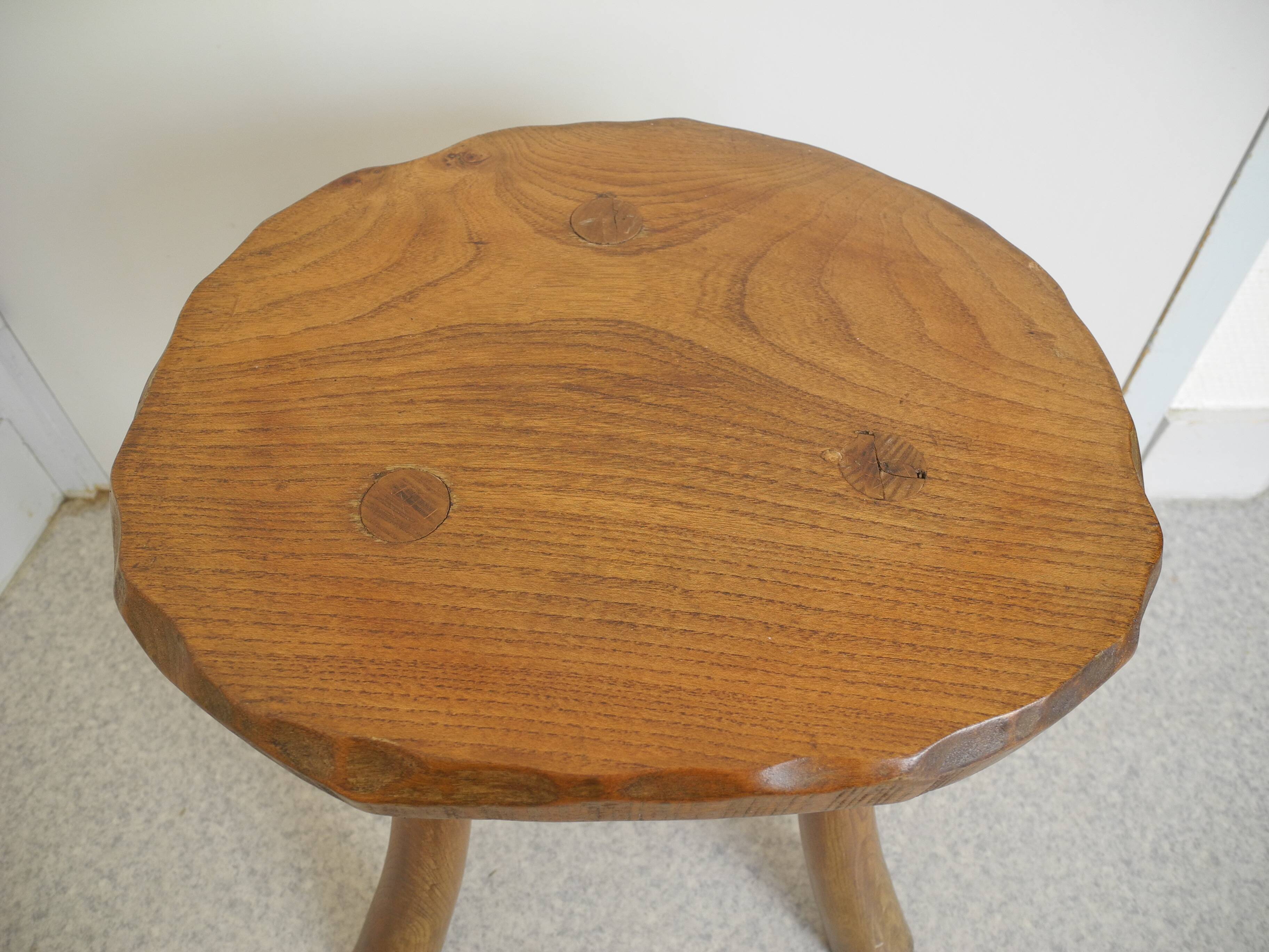 vintage wooden stool brutalist decor plant stand