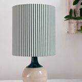 Sandstone lamp and striped lampshade
