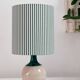 Lampe grès et abat-jour rayé