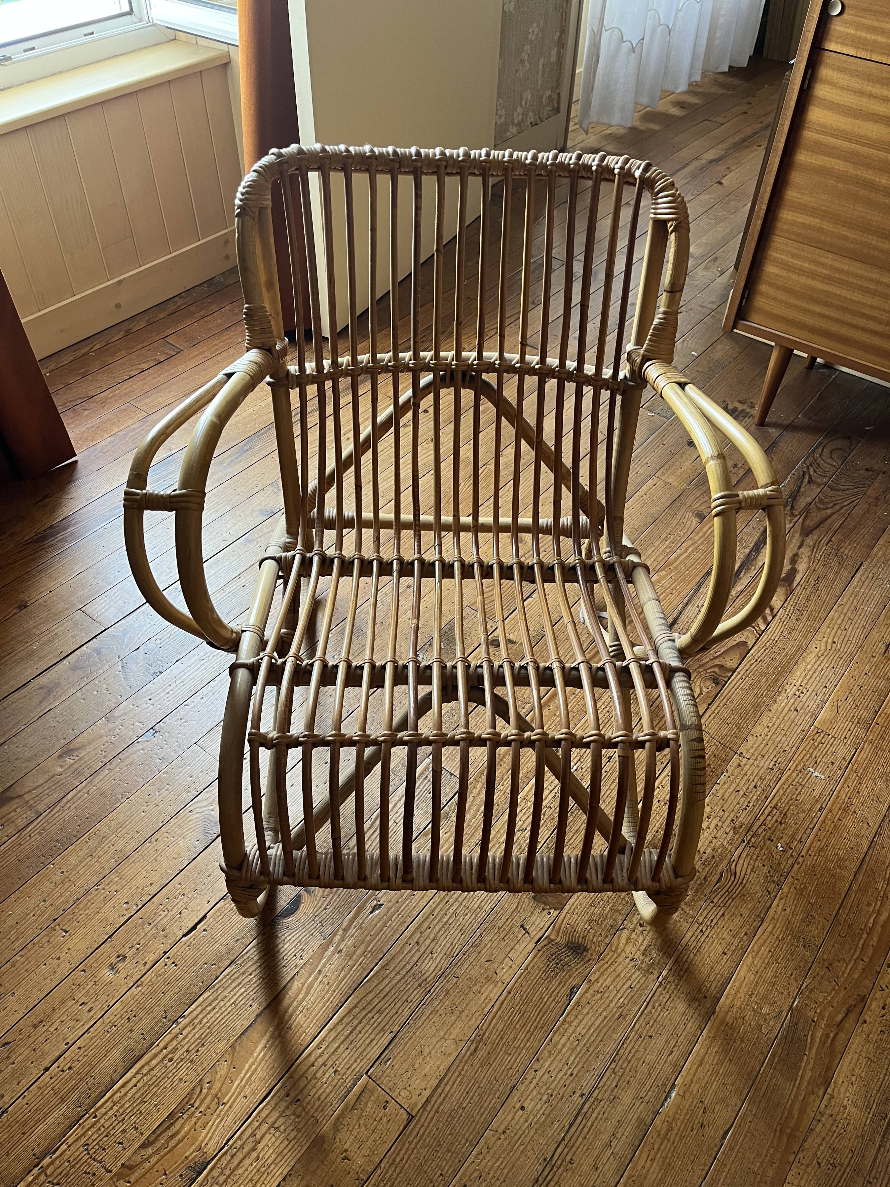 Vintage rattan armchair 70s