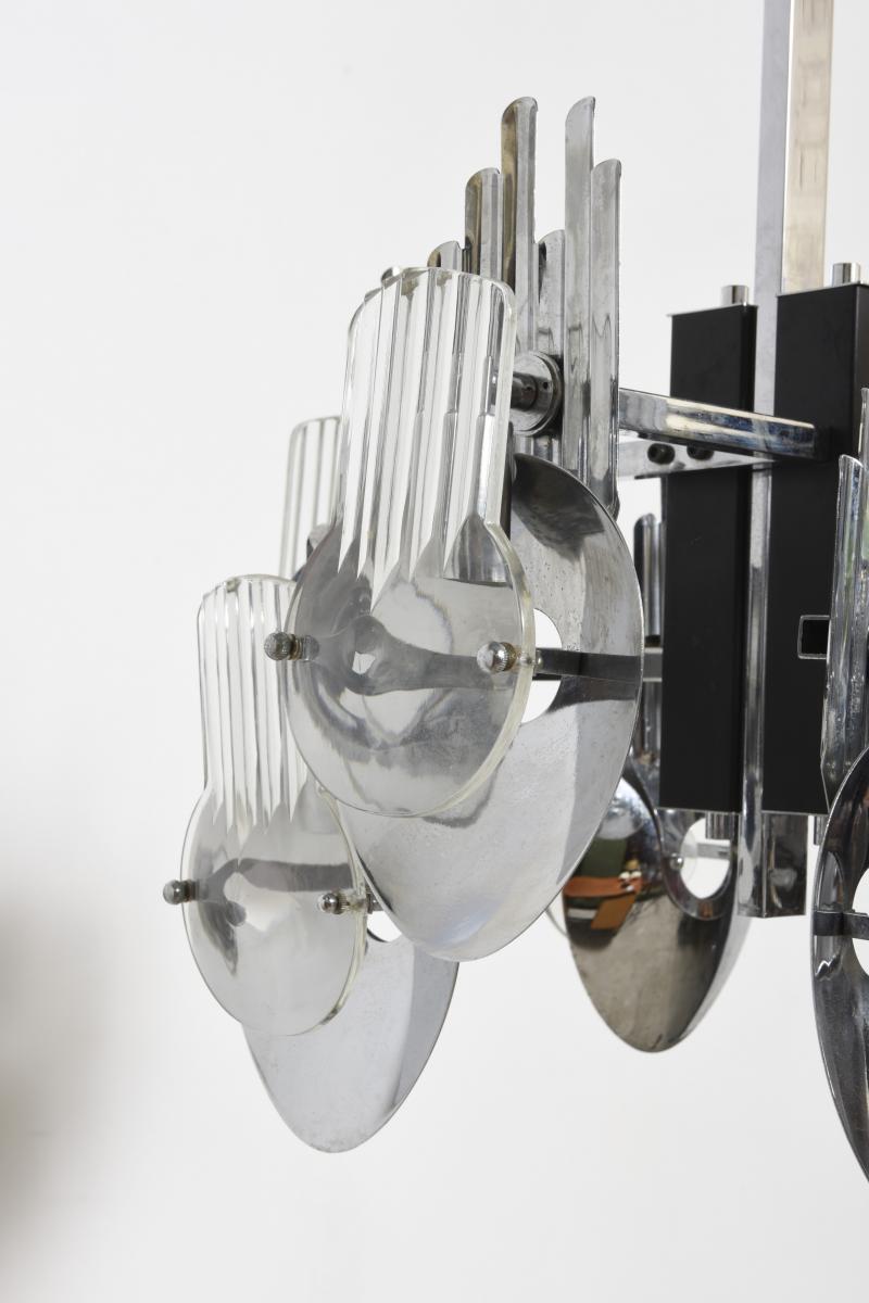 Chandelier in chrome by Oscar Torlasco Italy 1960 s