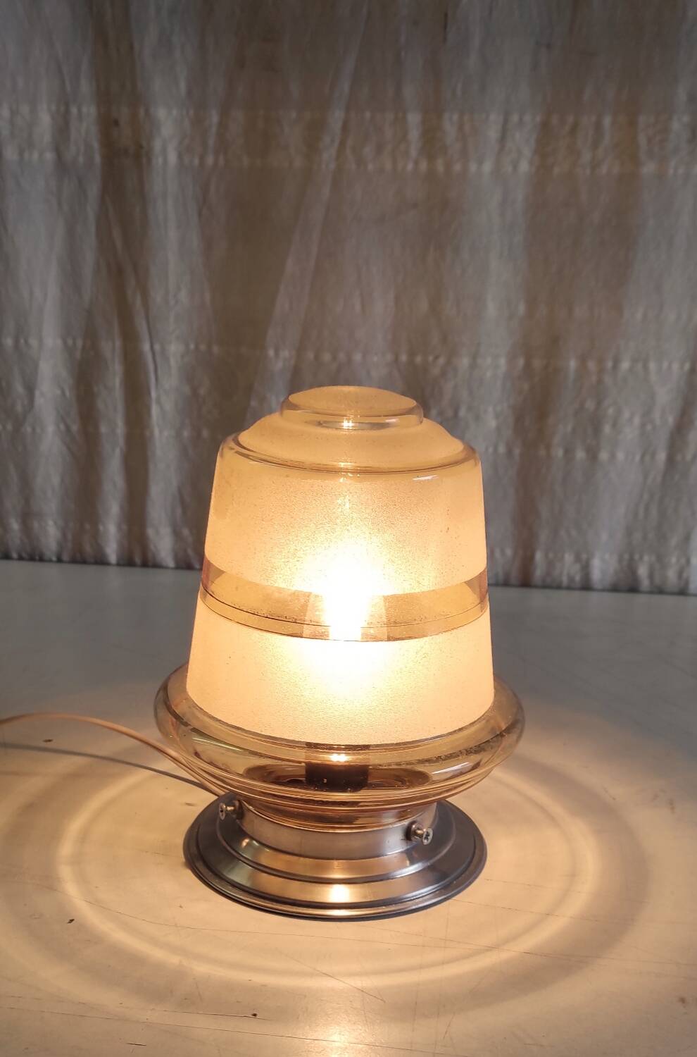 Smoked/sandblasted glass ceiling light - mid 20th century