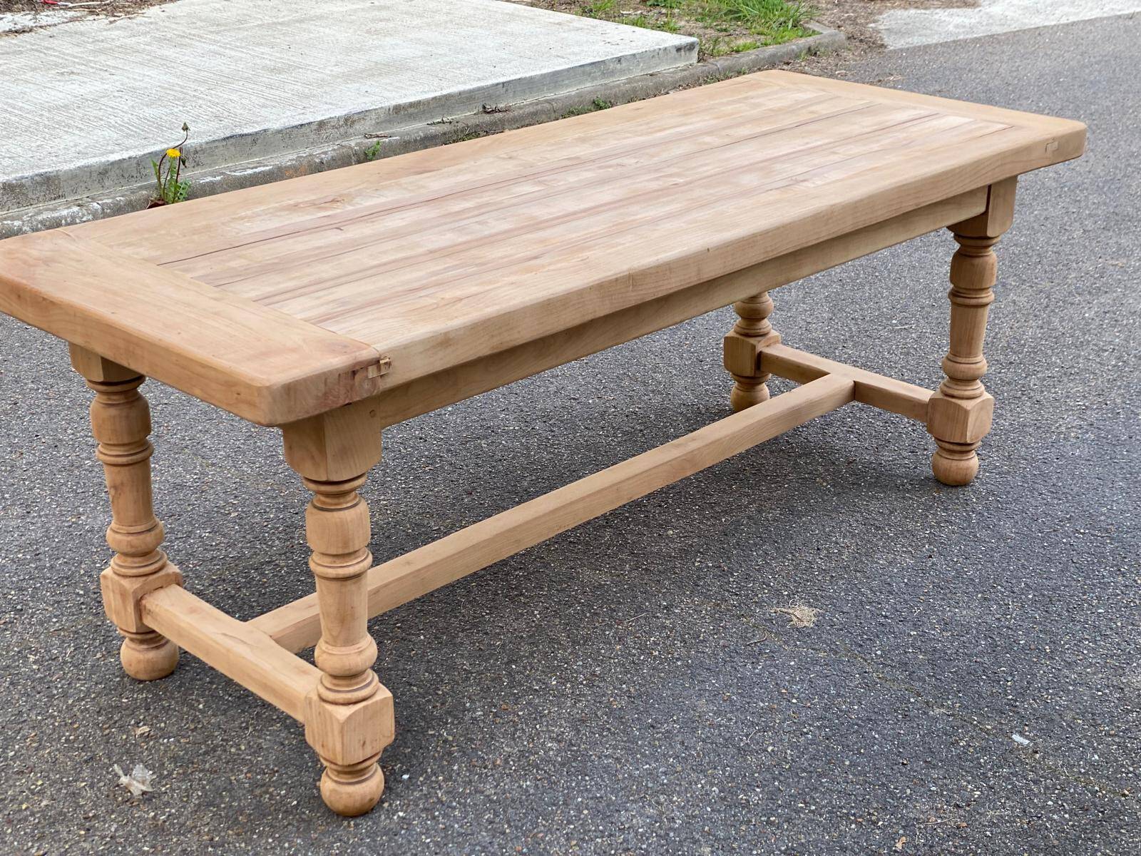 Renovated extendable farmhouse dining table made of solid wood, 200cm, 1950.