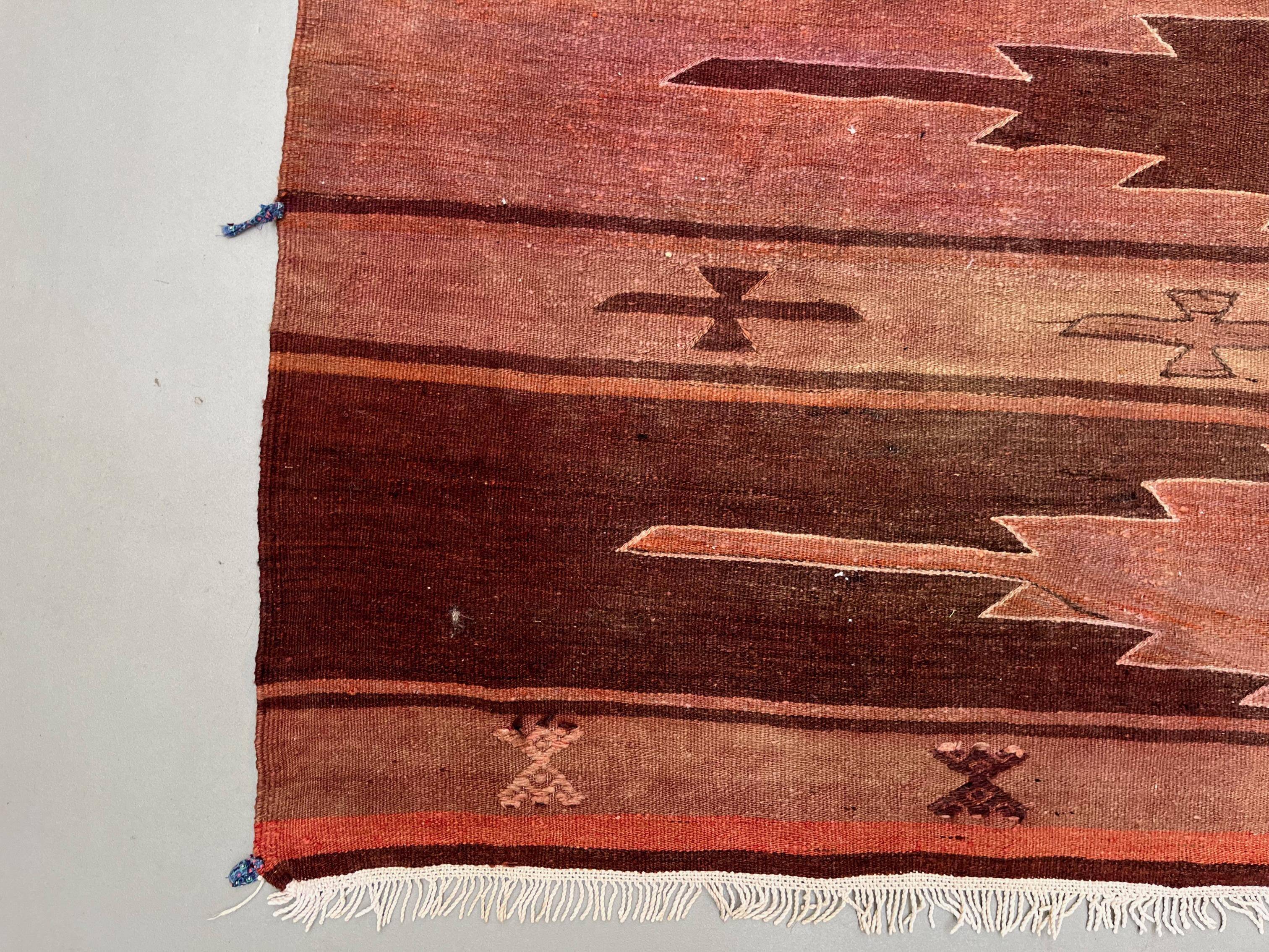 Large Vintage Turkish Kilim Rug 327x167 cm Wool Kelim