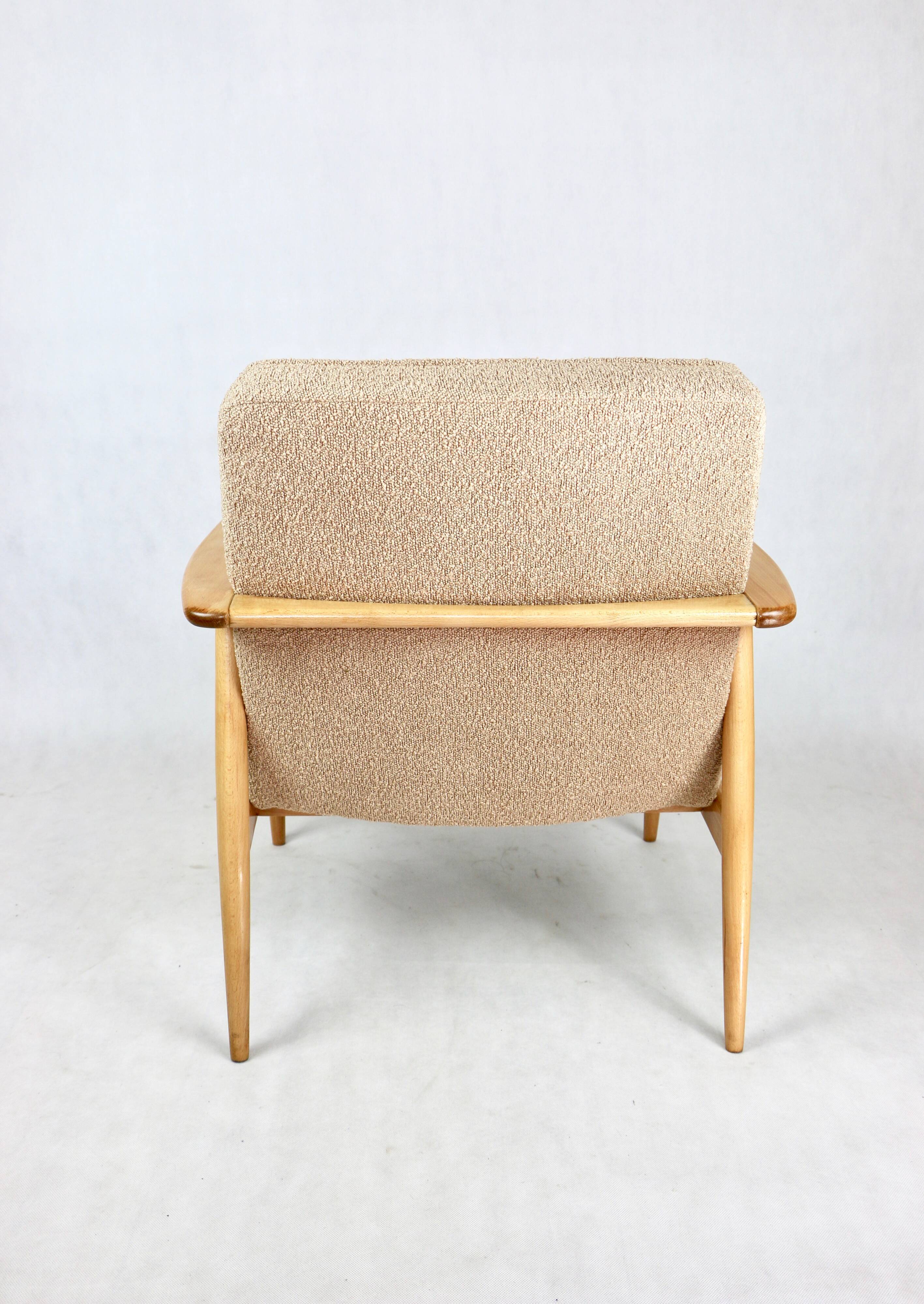 Beige boucle gfm63 lounge chair by J. Kedziorek, 1970s