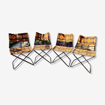 4 chaises de camping pliantes vintage