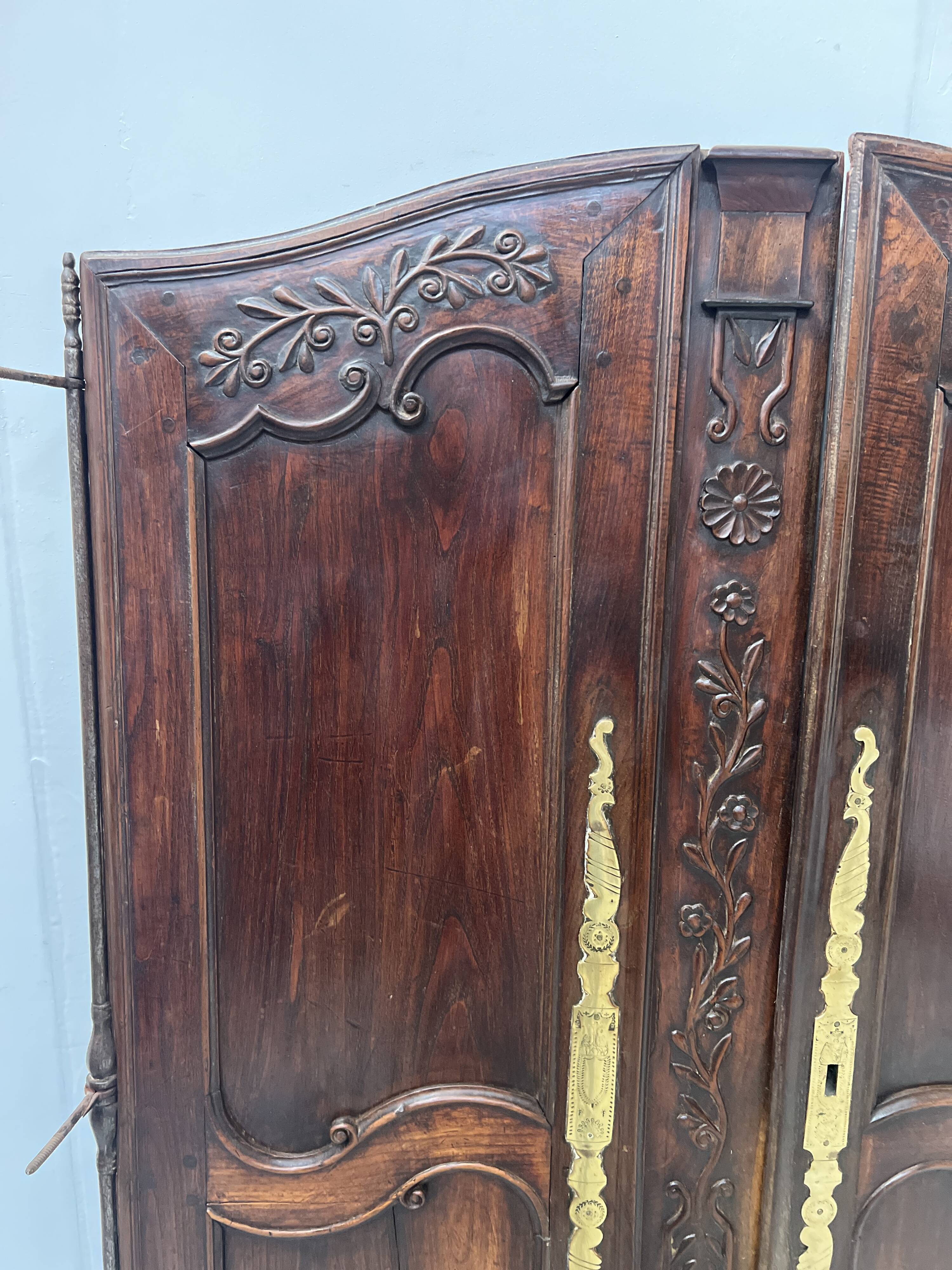 Antique pair of 18th century solid oak cabinet doors