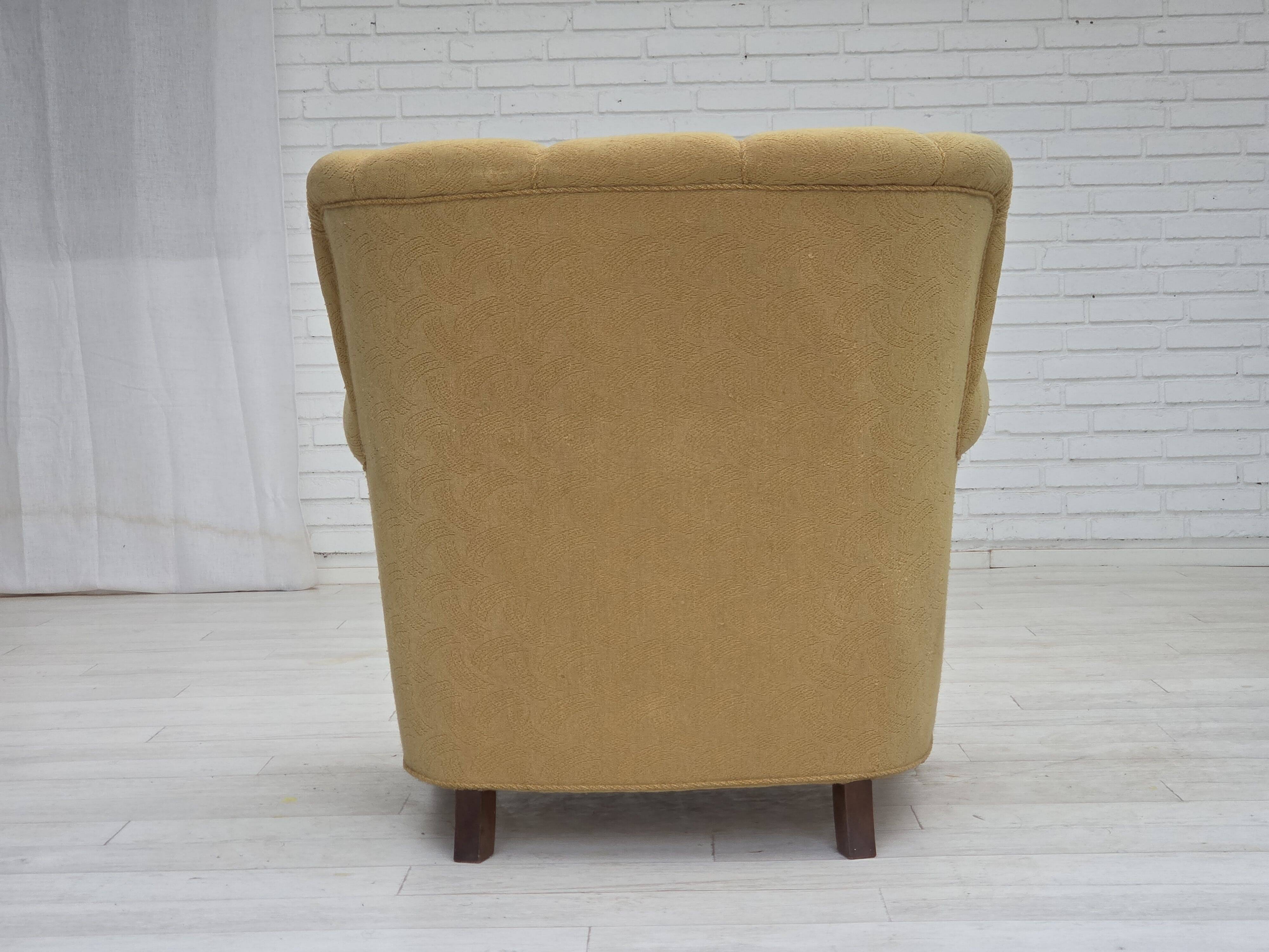 1960s, Danish relax chair, original light green furniture wool.