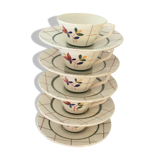Set of 5 cups and 5 under cup old gien model tamaris