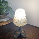 Art Deco bronze and glass table lamp
