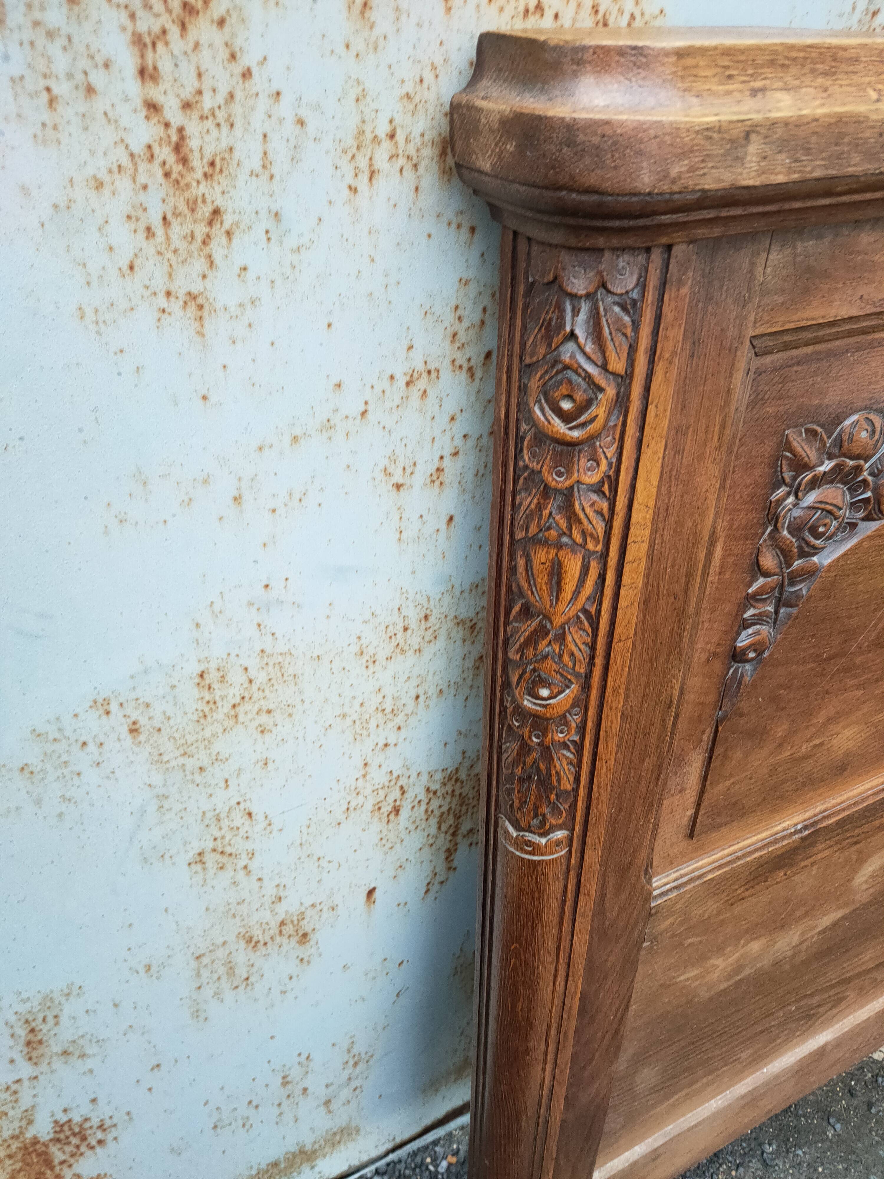 Solid oak headboard, 1930s