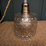 Geometric relief moulded glass lampshade from the 1970s.