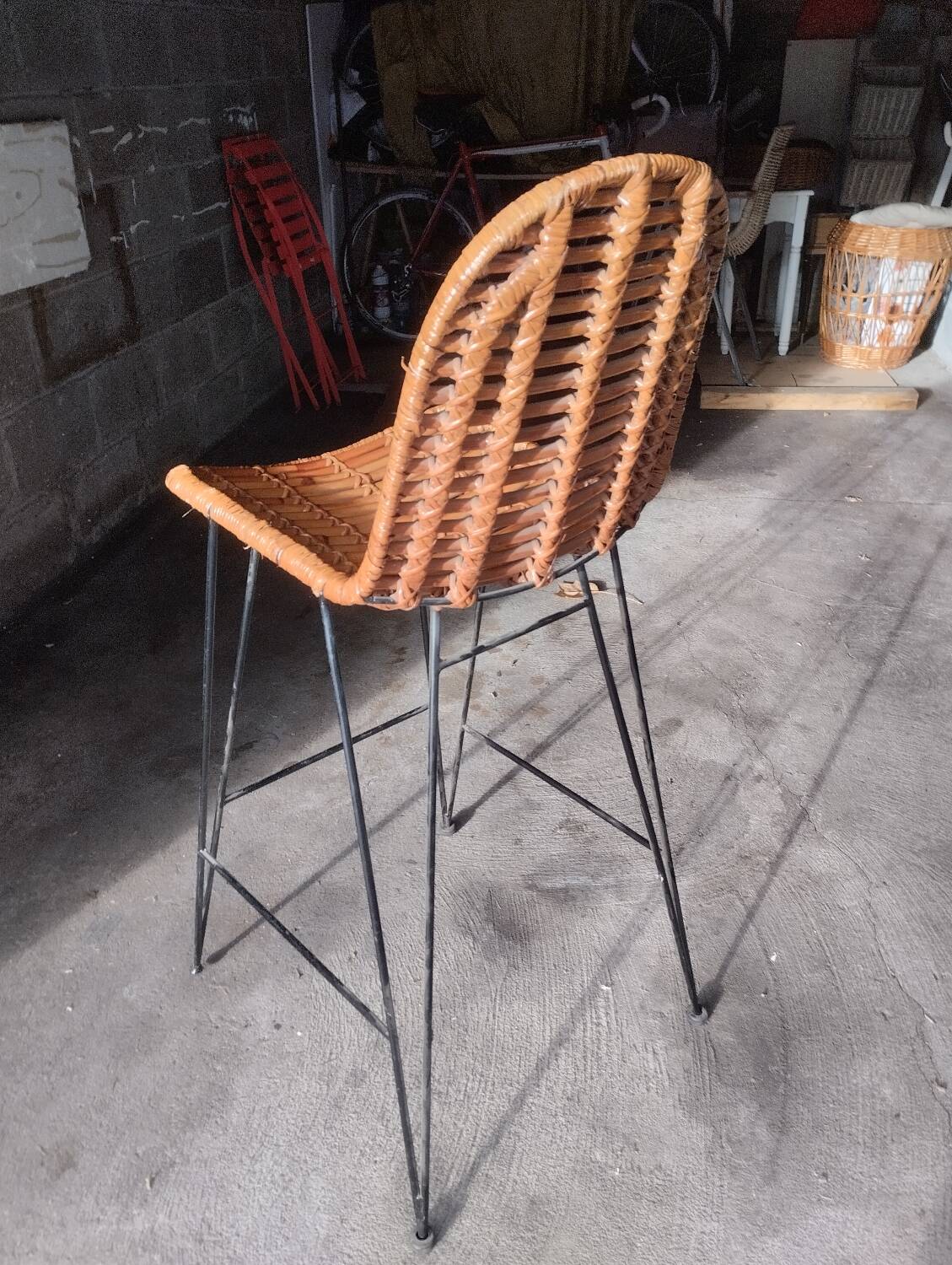 Rattan bar stool