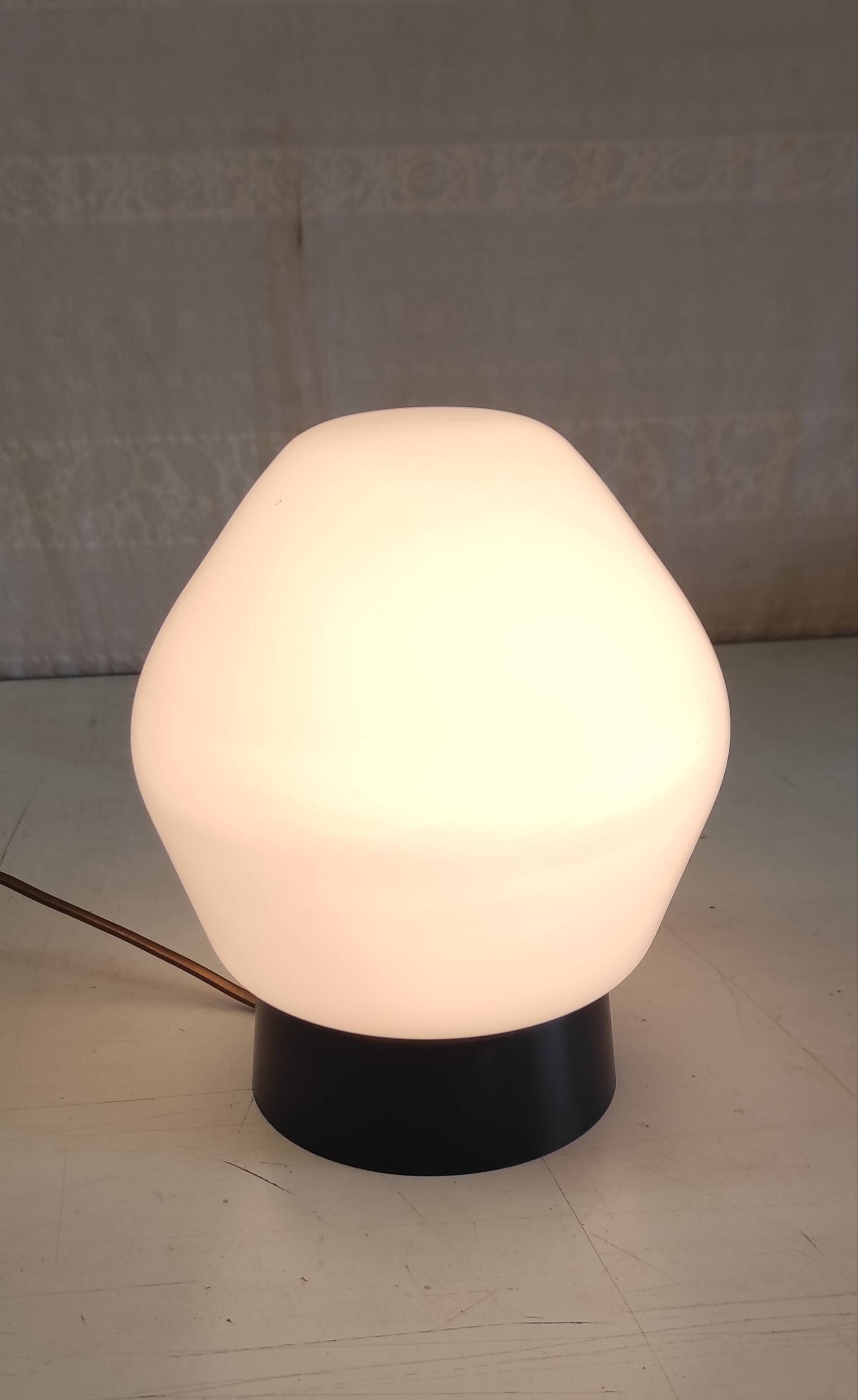 Ceiling light by PHILIPS in white glass and black ABS frame - 70's