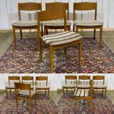 Set of 4 English chairs from the 70s in blond oak.