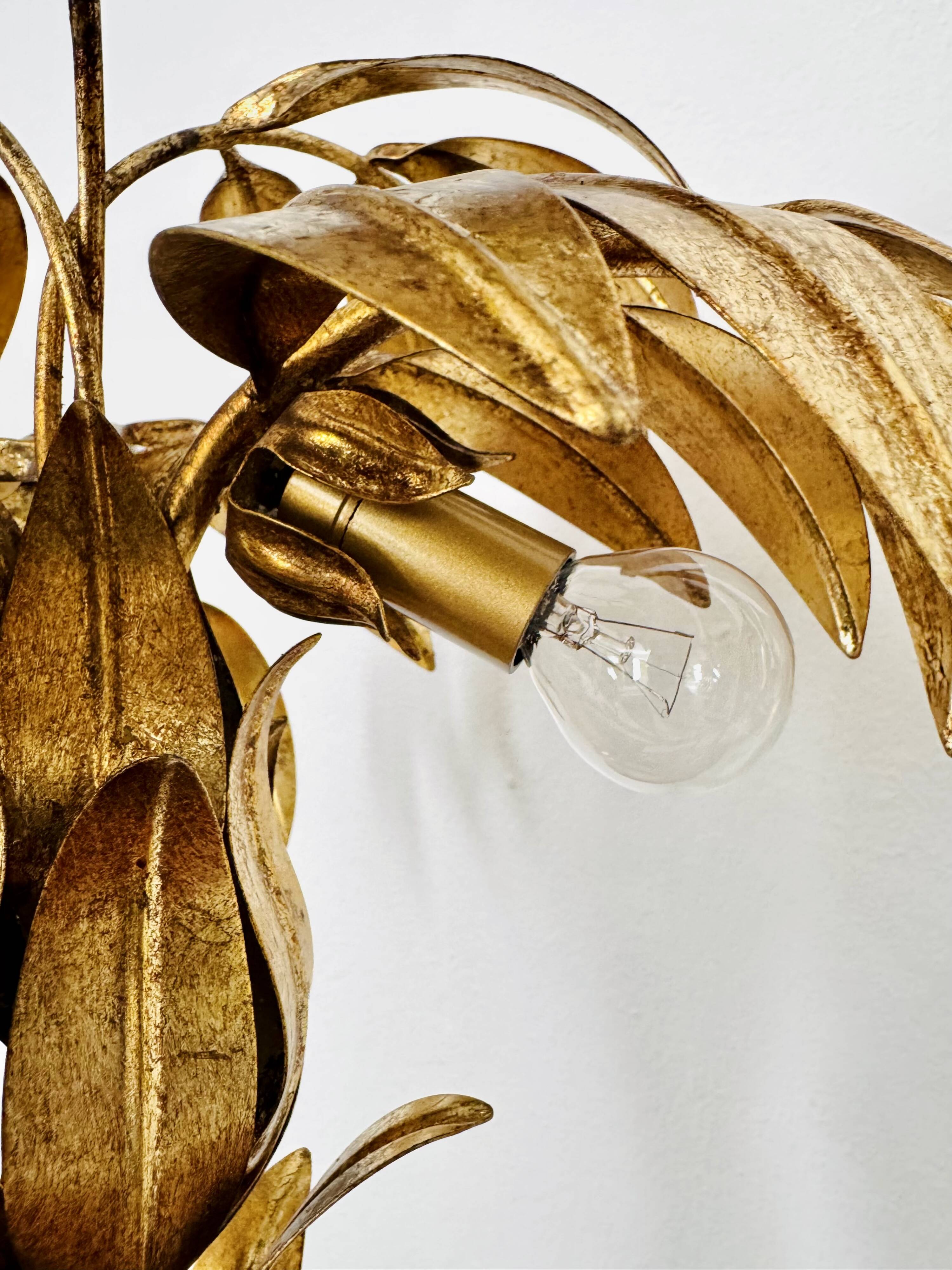 Gilded Italian Hollywood Regency Palm Tree Table Lamp by Hans Kögl