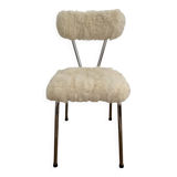 Rabbit fur chair with chrome legs