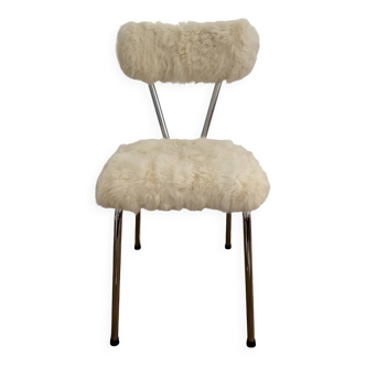 Rabbit fur chair with chrome legs