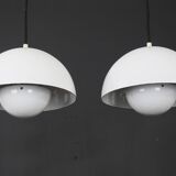 Iconic pair of VP1 white enamel flowerpot lamps  - Verner Panton - 100 % original - Louis Poulsen