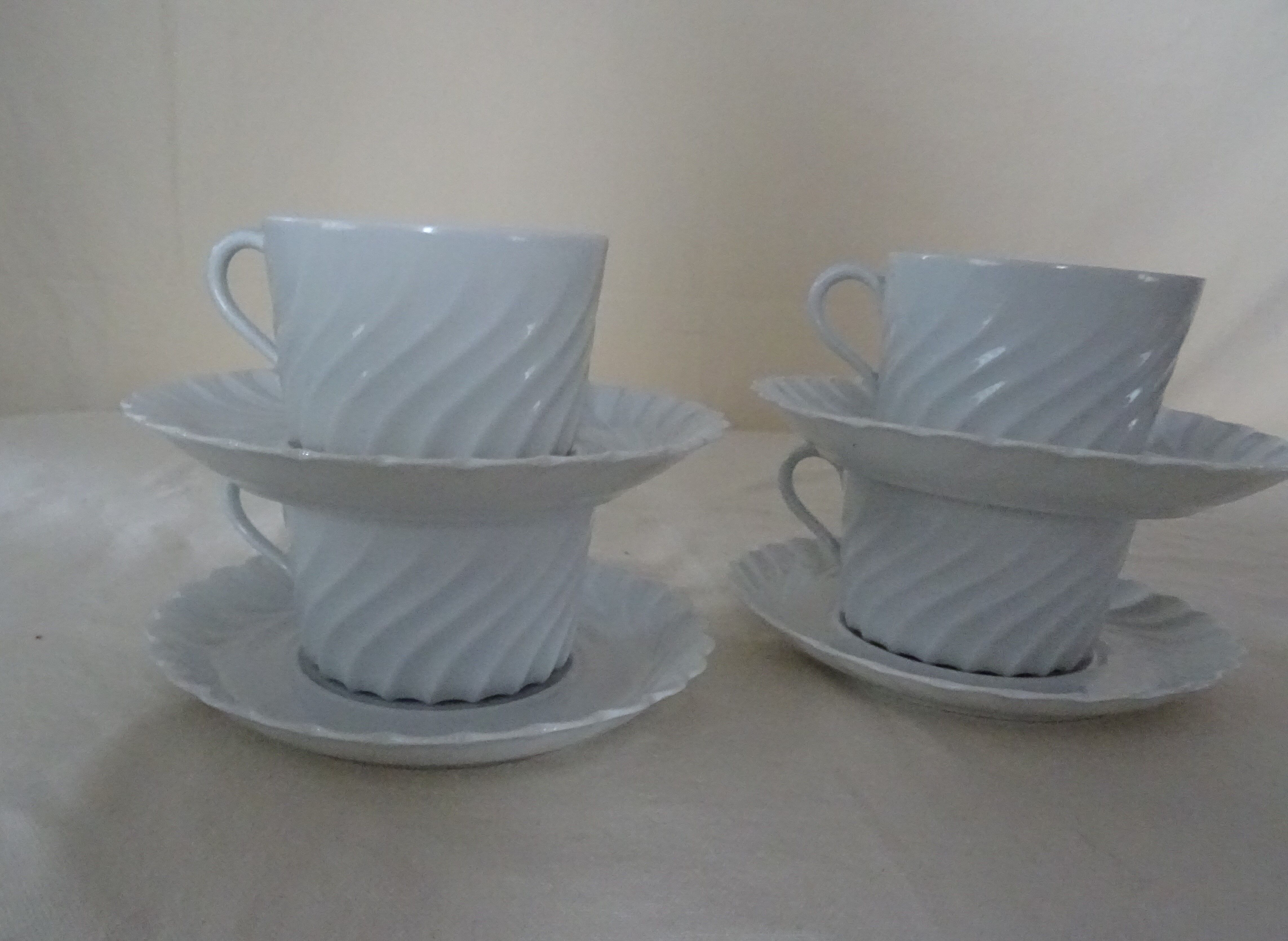 4 cups with saucer Limoges Haviland white torso