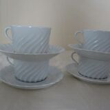 4 cups with saucer Limoges Haviland white torso
