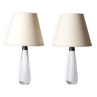Paire de lampes Carl Fagerlund blanches pour Orrefors, 1960s