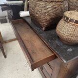 Chest of drawers in wood and gray marble with 4 drawers nineteenth century