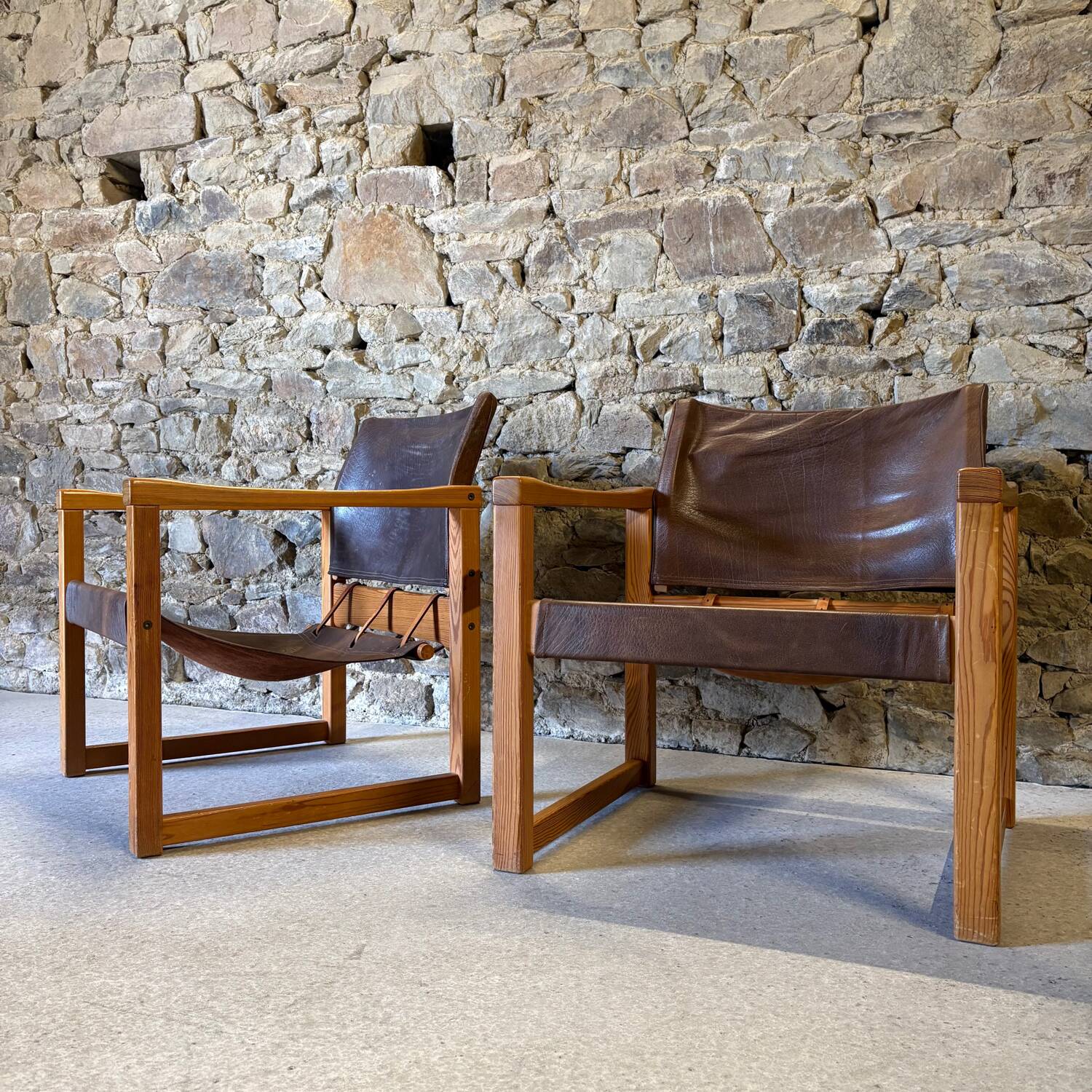 2 leather chairs Diana by Karin Mobring for IKEA, 1970