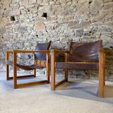 2 leather chairs Diana by Karin Mobring for IKEA, 1970