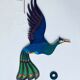 Wooden peacock to hang, mobile peacock