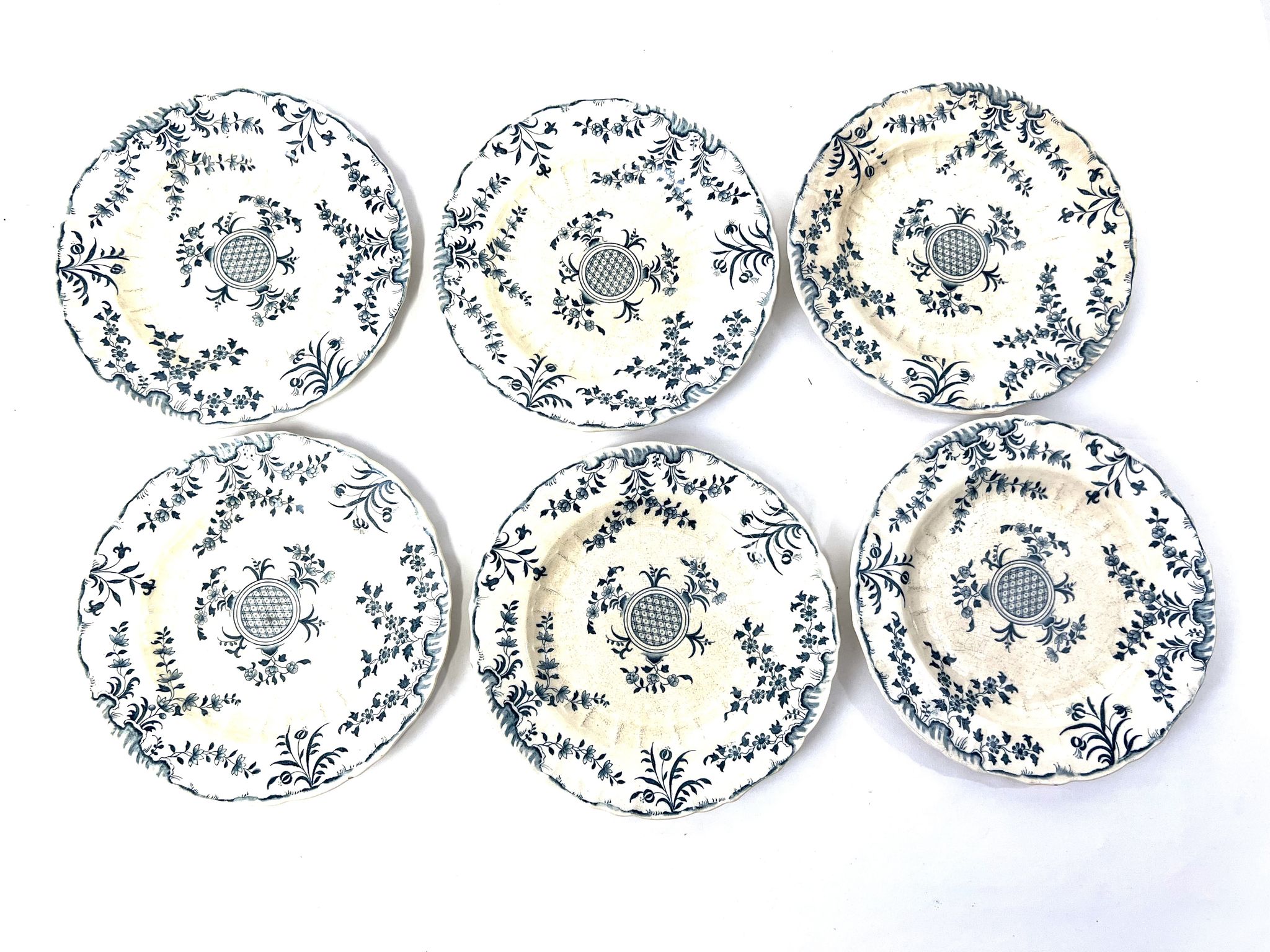 6 assiettes dessert minton montrose 19ème