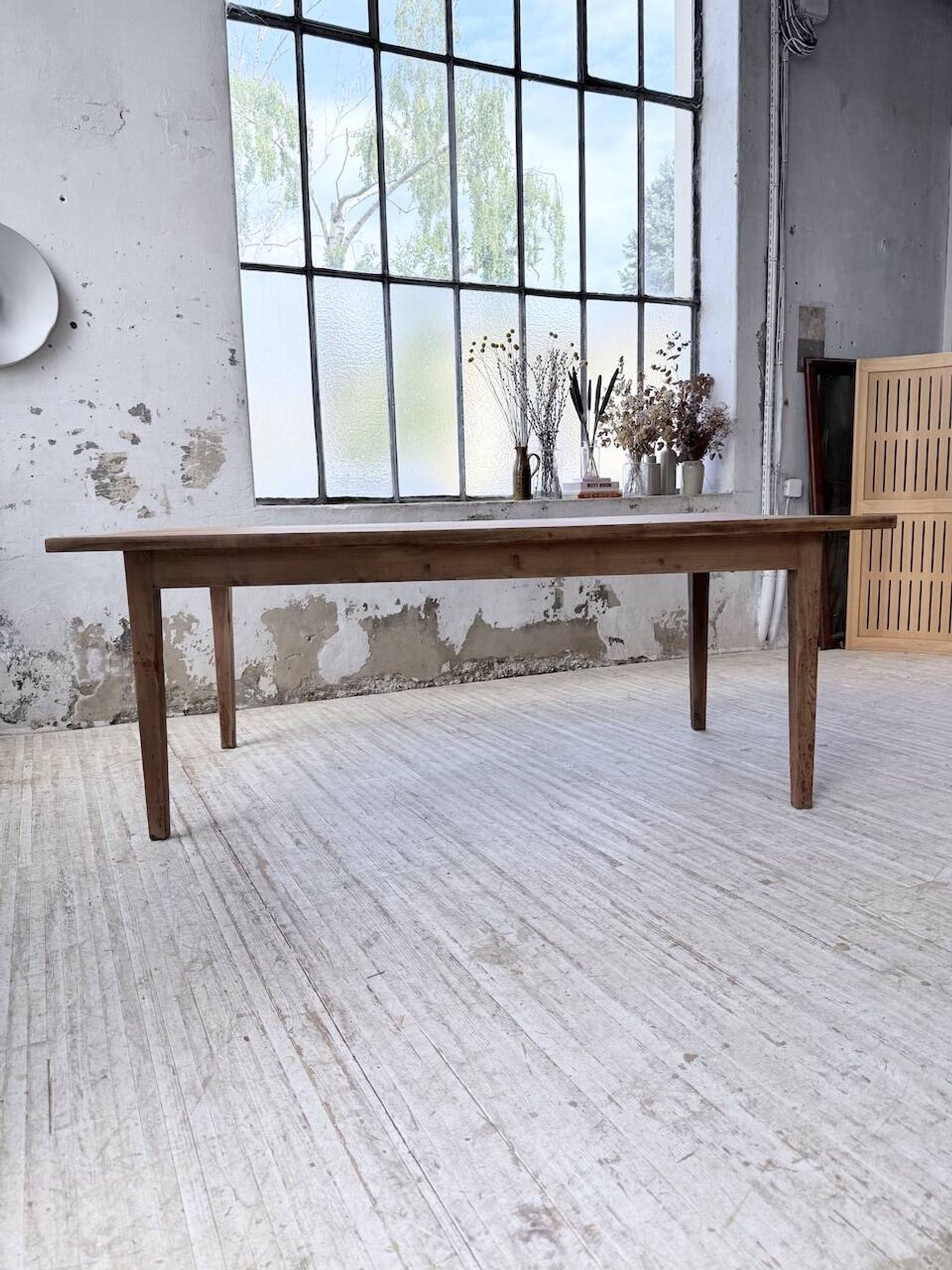 Farm table pitch pine 2 x 1 m from the 1950s