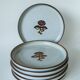lot de 6 assiettes plates en grès émaillé fleurs 1970