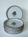 set of 6 flat plates in enamelled stoneware flowers 1970
