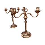 2 bougeoirs en  bronze 3 feux